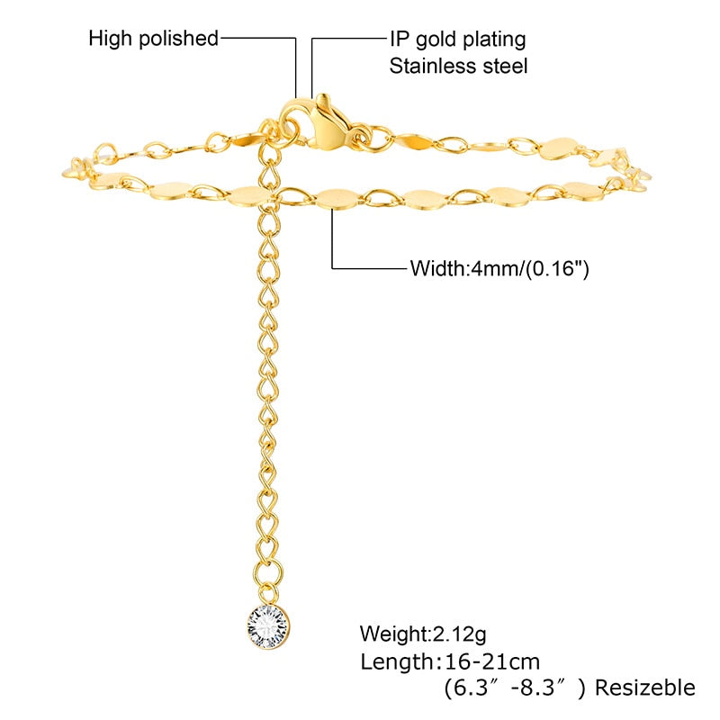 Ultra Thin Chain Link Cross Bracelet Stainless Steel Women&#39;s Adjustable Link Stacked Layered Chain Bracelets - Quid Mart