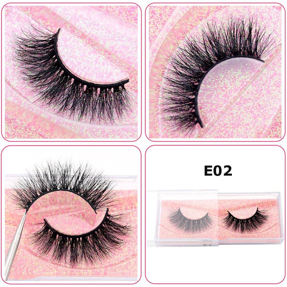 3D Real Mink False Eyelash Strip Mink Lashes Thick Fake False Eyelashes Makeup Beauty Handmade 100% Glitter Packing D101 - Quid Mart