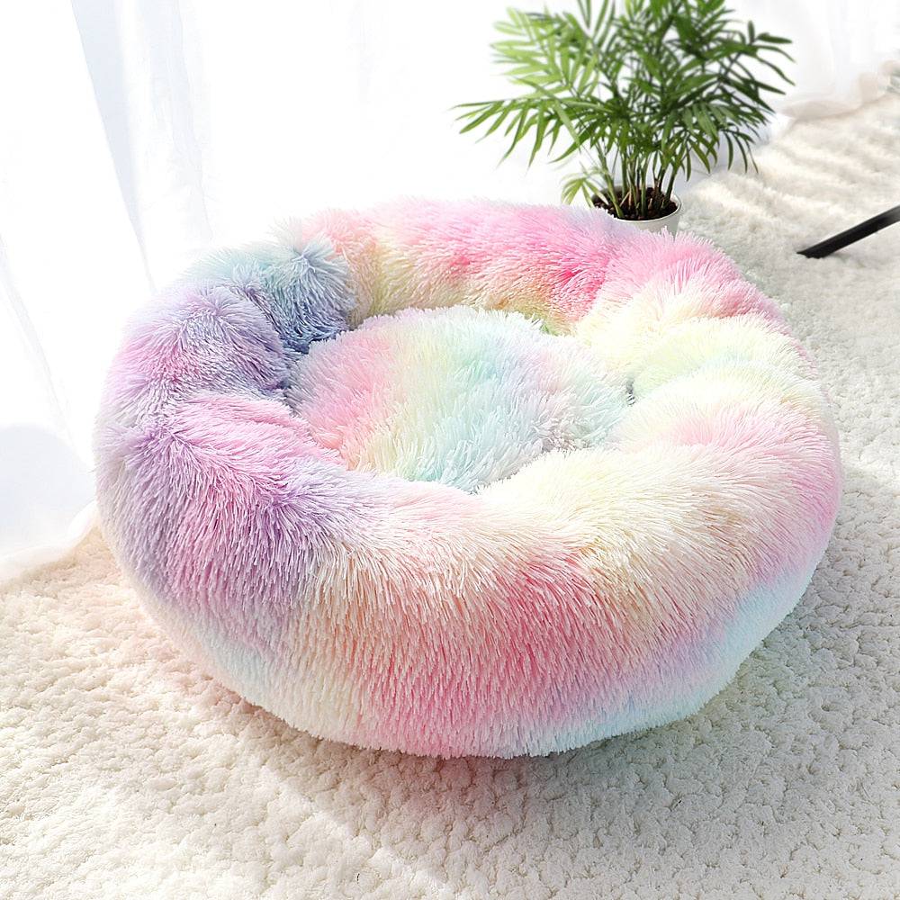 Pet Dog Bed Warm Fleece Round Dog Kennel House Long Plush Winter Pets Dog Beds For Medium Large Dogs Cats Soft Sofa Cushion Mats - Quid Mart