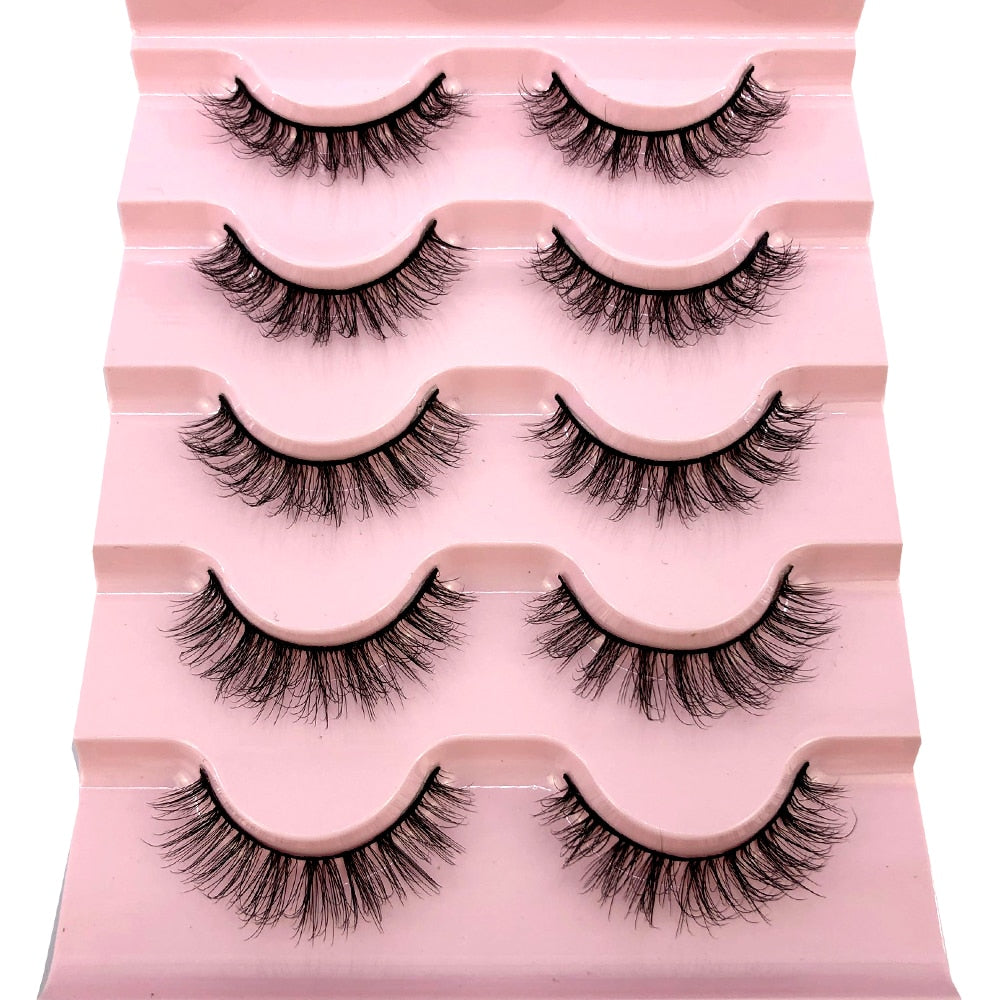 2023 New 5 pairs natural false eyelashes fake lashes long makeup 3d mink lashes eyelash extension mink eyelashes short eyelashes - Quid Mart