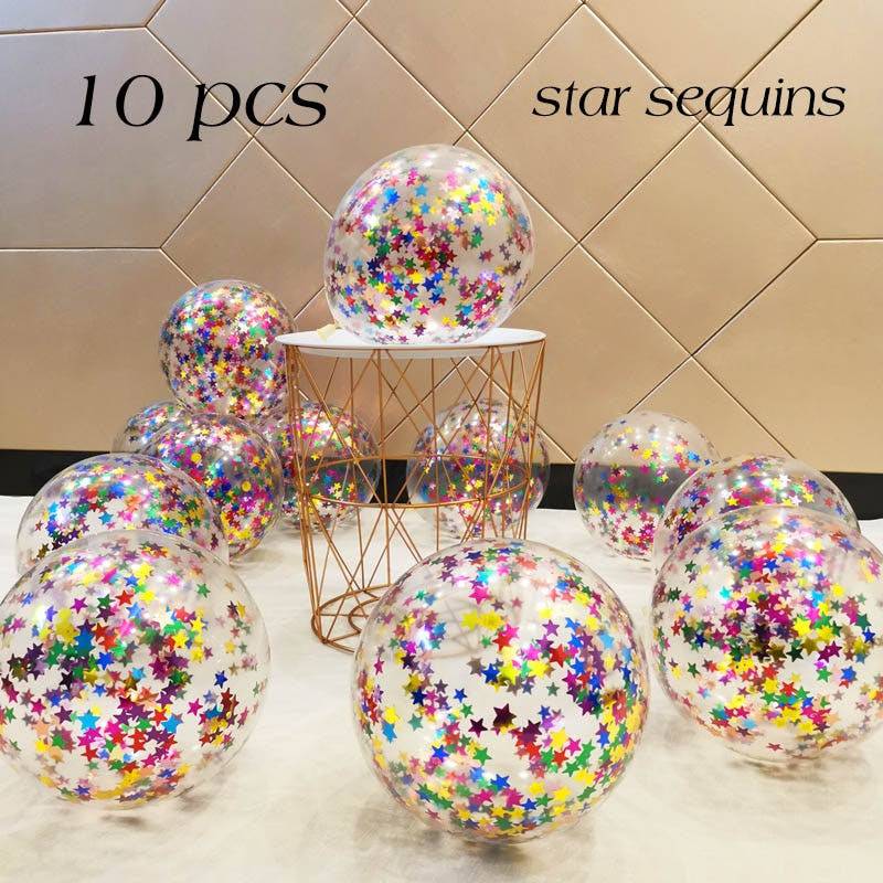 10/20 Star Confetti Balloons Metallic Confetti Latex Transparent Ballon Baby Shower Birthday Party Wedding Decoration Ball Globo - Quid Mart