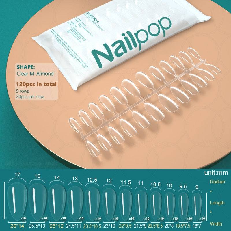 NAILPOP 120pcs False Nails Acrylic Press on Nails Coffin Artificial Nails Clear Fake Nail Tips for Extension Manicure Tool - Quid Mart