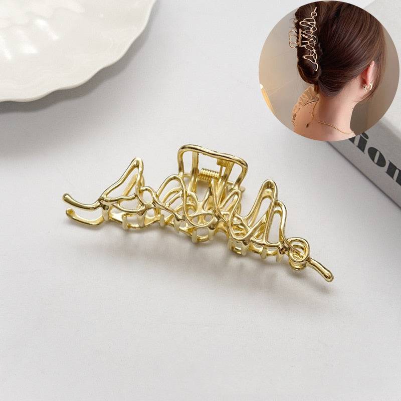 New Fashion Hair Claw Barrettes - Metal Geometric Design - Quid Mart