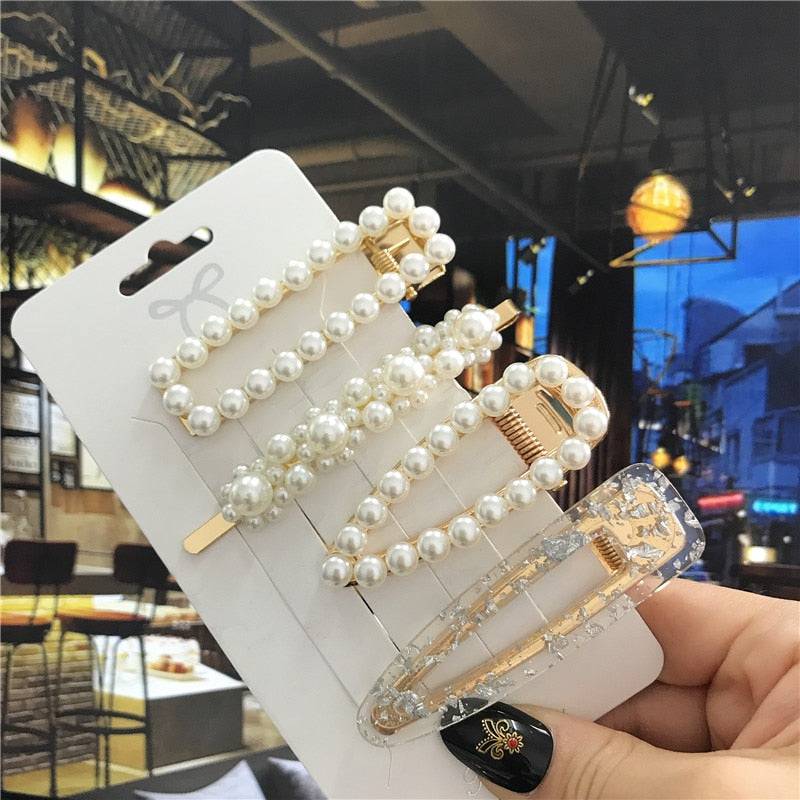 Handmade Pearls Hair Clips Set - Women's Fashion Barrettes - Quid Mart