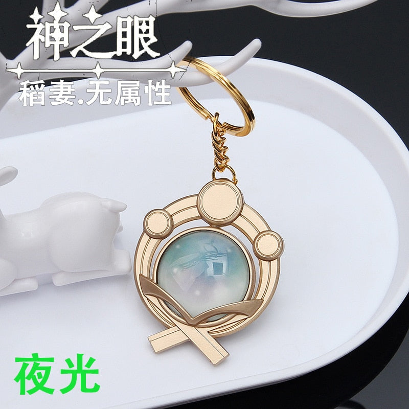 Game Genshin Impact Vision Lnazuma Ganyu Keqing Wendi Xiao Keychain Luminous 7 Element Weapons Eye Of Original God Toy KeyRing - Quid Mart