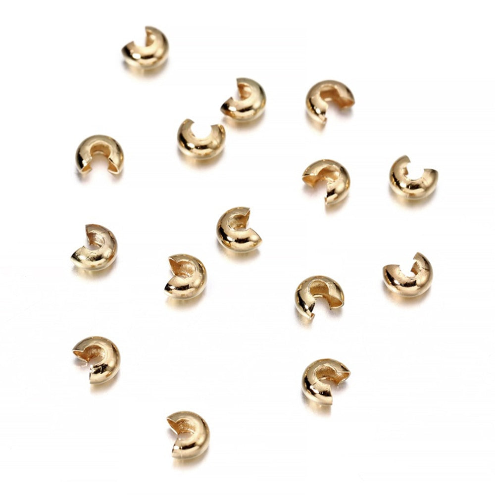 50-100pcs/lot Copper Round Covers Crimp End Beads Dia 3 4 5 mm Stopper Spacer Beads For DIY Jewelry Making Findings Supplies - Quid Mart