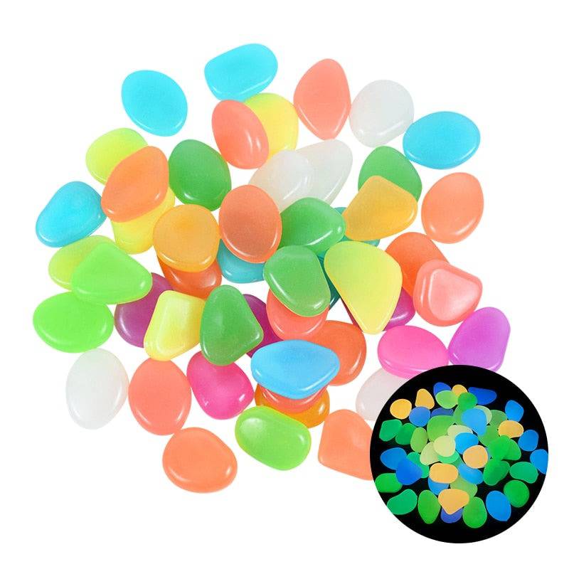 25/50pcs Glow in the Dark Garden Pebbles Glow Stones Rocks for Walkways Garden Path Patio Lawn Garden Yard Decor Luminous Stones - Quid Mart