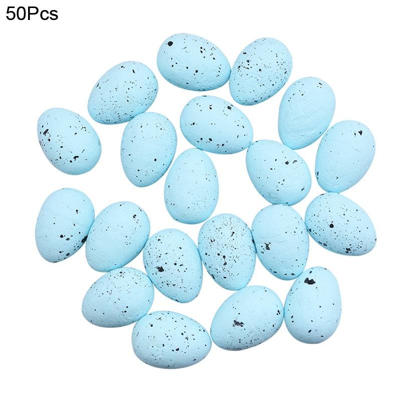 20/50Pcs Foam Easter Eggs Happy Easter Decorations Painted Bird Pigeon Eggs DIY Craft Kids Gift Favor Home Decor Easter Party - Quid Mart