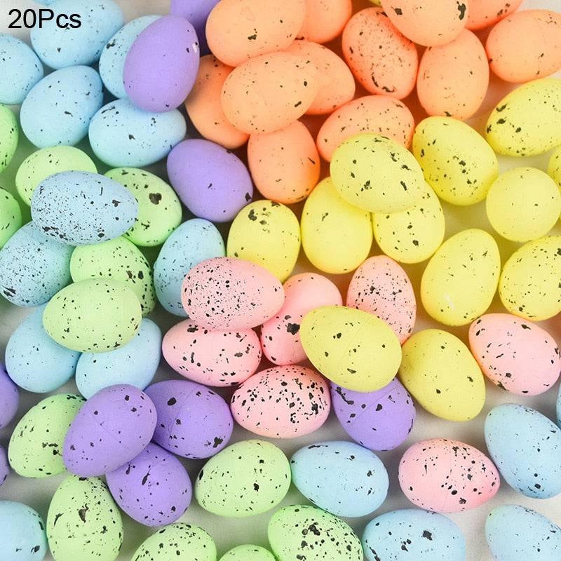 20/50Pcs Foam Easter Eggs Happy Easter Decorations Painted Bird Pigeon Eggs DIY Craft Kids Gift Favor Home Decor Easter Party - Quid Mart