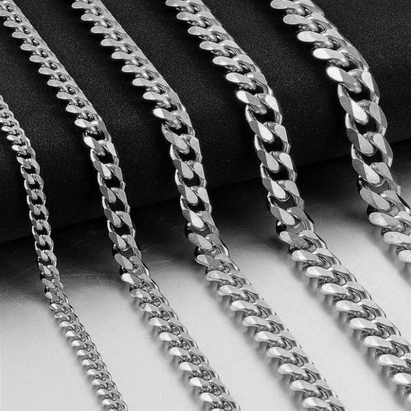 Stainless Steel Cuban Chain Necklaces for Women Men Long Hip Hop Necklace On The Neck Fashion Jewelry Accessories Friends Gifts - Quid Mart
