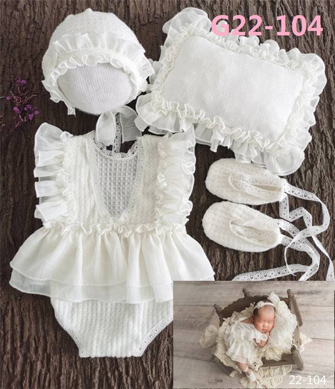 Newborn Baby Photo Props: Lace Romper & Hat Set - Quid Mart