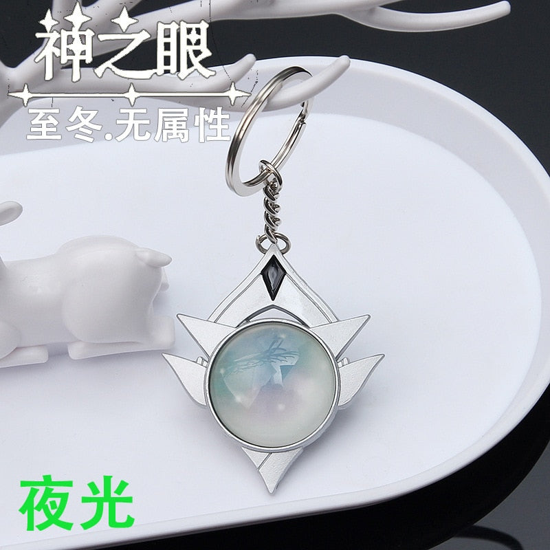 Game Genshin Impact Vision Lnazuma Ganyu Keqing Wendi Xiao Keychain Luminous 7 Element Weapons Eye Of Original God Toy KeyRing - Quid Mart