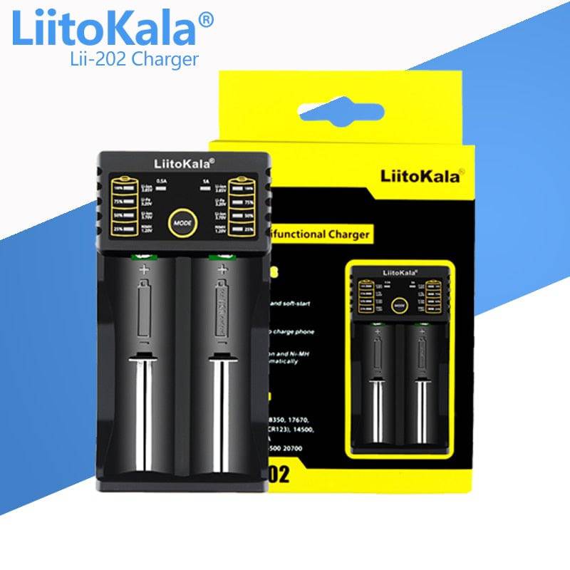 LiitoKala Lii-100 lii-202 Lii-402 Lii-S2 S4 C2 D4 18650 Battery Charger For 26650 16340 14500  LiFePO4 1.2V Ni-MH Ni-Cd smart - Quid Mart