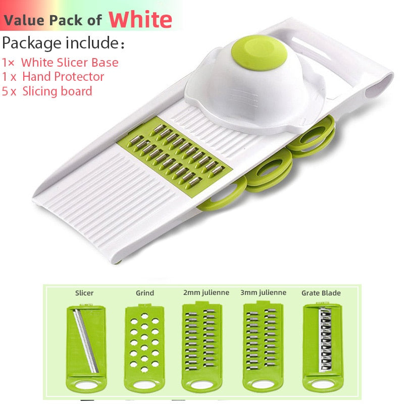 Vegetable Cutter Grater for Vegetables Slicers Shredders Multi Slicer Peeler Carrot Fruit 6 in 1 Gadgets Vegetable Cutting Tools - Quid Mart