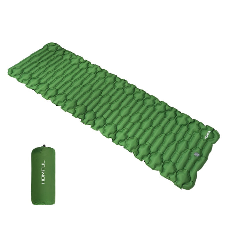 Outdoor Sleeping Pad Camping Inflatable Mattress with Pillows Travel Mat Folding Bed Ultralight Air Cushion Hiking Trekking - Quid Mart