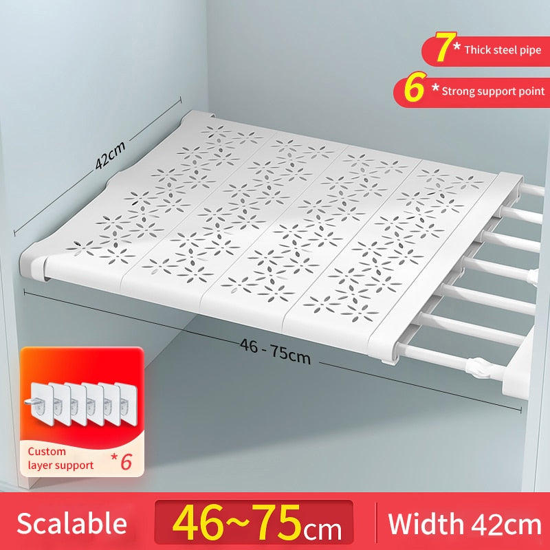 Joybos Cloths Shelves Closet Wardrobe Organizers Storage Shelves Racks Telescopic Shelves Wall Mounted Racks - Quid Mart