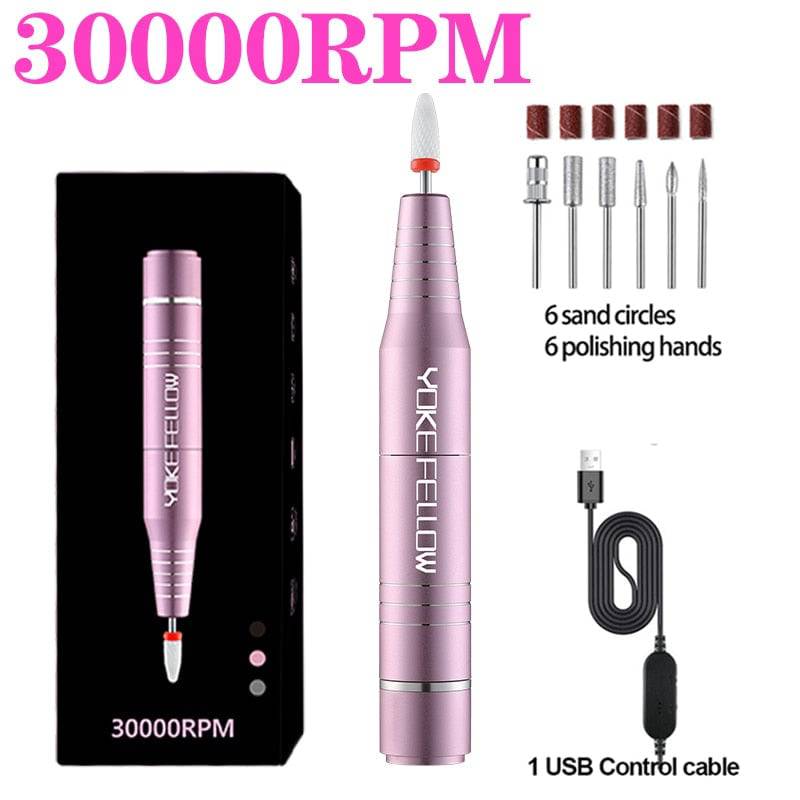 35000RPM Electric Manicure Machine USB Nail Drill For Acrylic Nail Gel Polish Professional E-file Milling Nail Files Salon Tool - Quid Mart