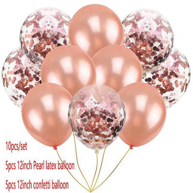 10pcs Multi Rose Gold Heart Foil Balloons Helium Balloon Kids Birthday Party Decorations Wedding Balloons Baby Shower Supplies - Quid Mart