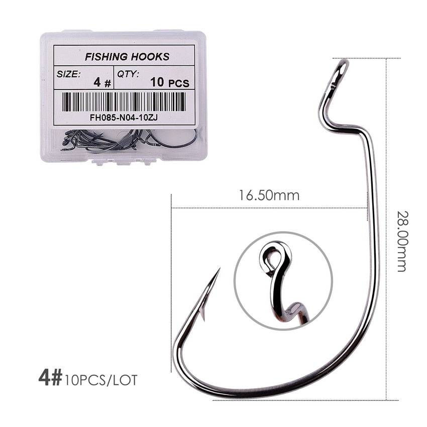 Aorace 10pc/ Box Fishing Hook Set Wide Crank Hook Offset Fishhook for Soft Worm Lure Fish Barbed Hook carp Fishing Hooks Tackle - Quid Mart