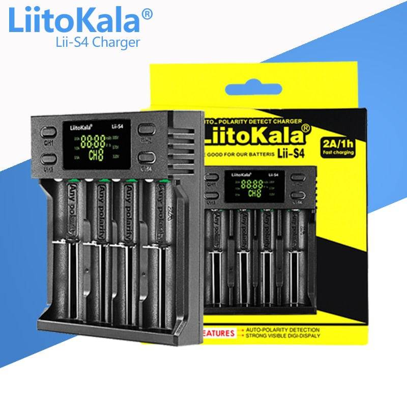 LiitoKala Lii-100 lii-202 Lii-402 Lii-S2 S4 C2 D4 18650 Battery Charger For 26650 16340 14500  LiFePO4 1.2V Ni-MH Ni-Cd smart - Quid Mart