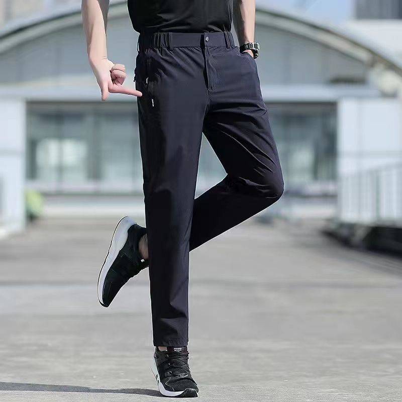 Large Size Men's Summer Ice Silk Straight Leg Pants - Quid Mart