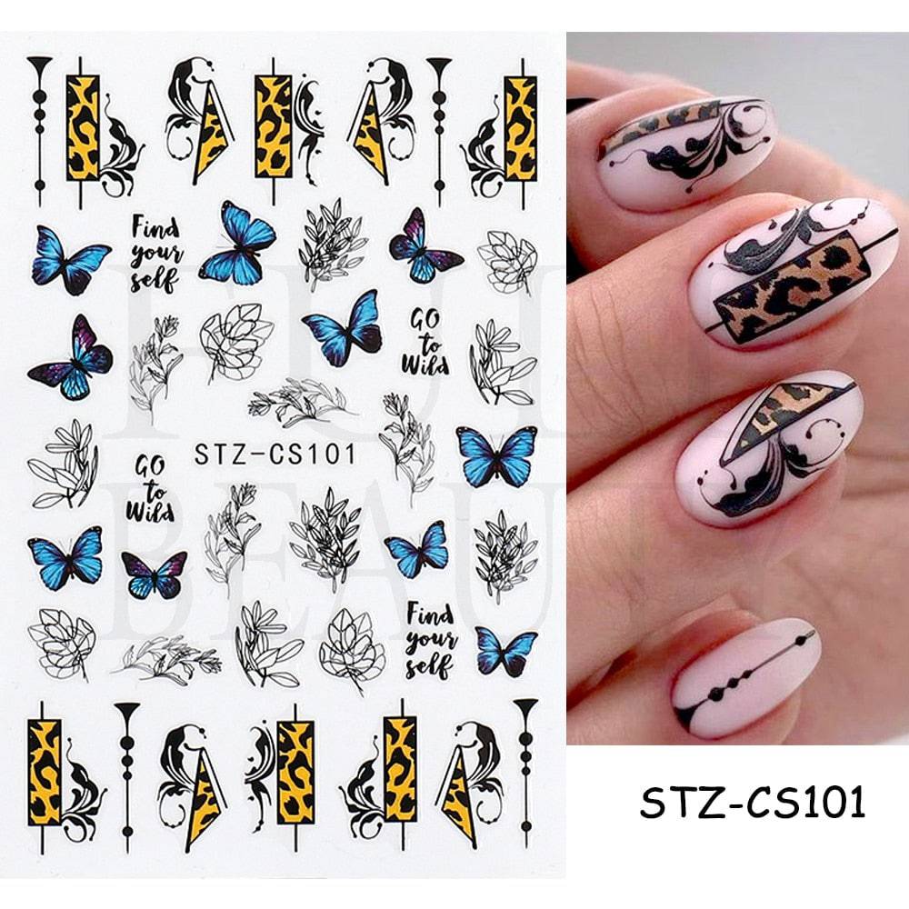 1pcs 3D Nail Sticker Black Heart Love Self-Adhesive Slider Letters Nail Art Decorations Stars Decals Manicure Accessories GLF740 - Quid Mart