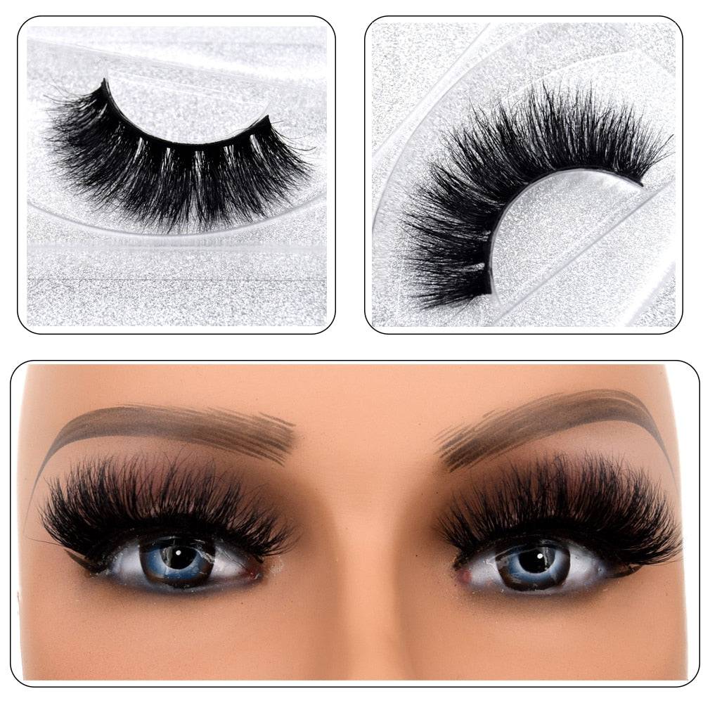 3D Real Mink False Eyelash Strip Mink Lashes Thick Fake False Eyelashes Makeup Beauty Handmade 100% Glitter Packing D101 - Quid Mart