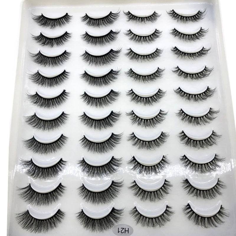 New 20 pairs natural false eyelashes fake lashes long makeup 3d mink eyelashes eyelash extension mink eyelashes for beauty - Quid Mart