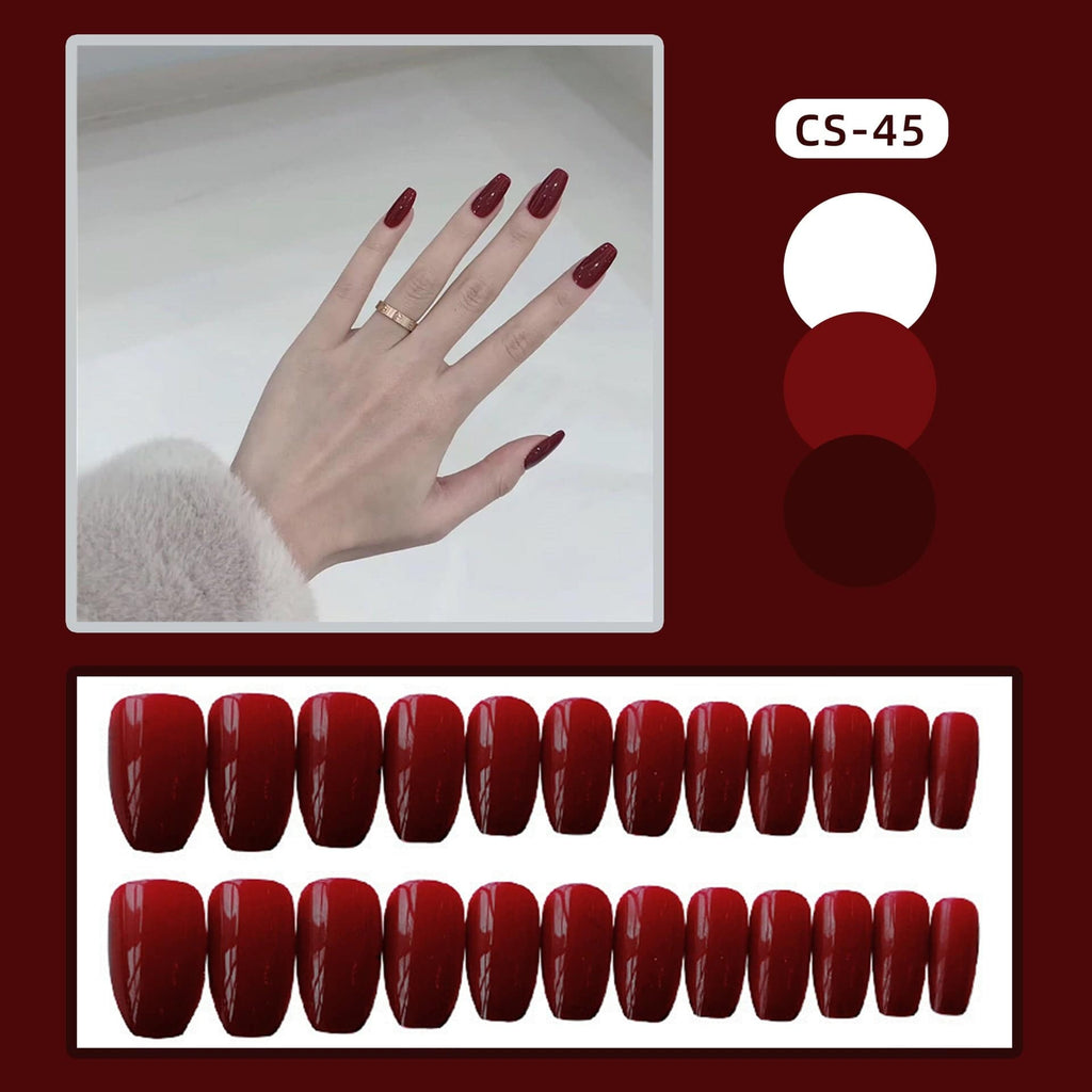 24pcs/box Full Cover Fake Nails y2k Press on False Nail Matte Pure Frosted Ballerina Art for Women Manicure Nails Makeup - Quid Mart