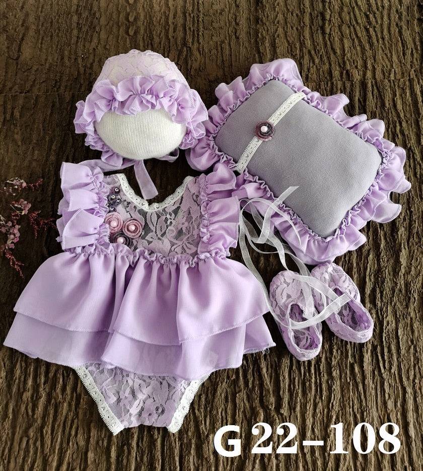 Newborn Baby Photo Props: Lace Romper & Hat Set - Quid Mart