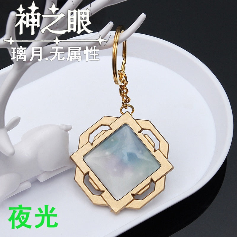 Game Genshin Impact Vision Lnazuma Ganyu Keqing Wendi Xiao Keychain Luminous 7 Element Weapons Eye Of Original God Toy KeyRing - Quid Mart