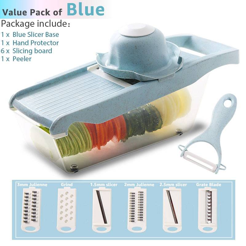 Vegetable Cutter Grater for Vegetables Slicers Shredders Multi Slicer Peeler Carrot Fruit 6 in 1 Gadgets Vegetable Cutting Tools - Quid Mart