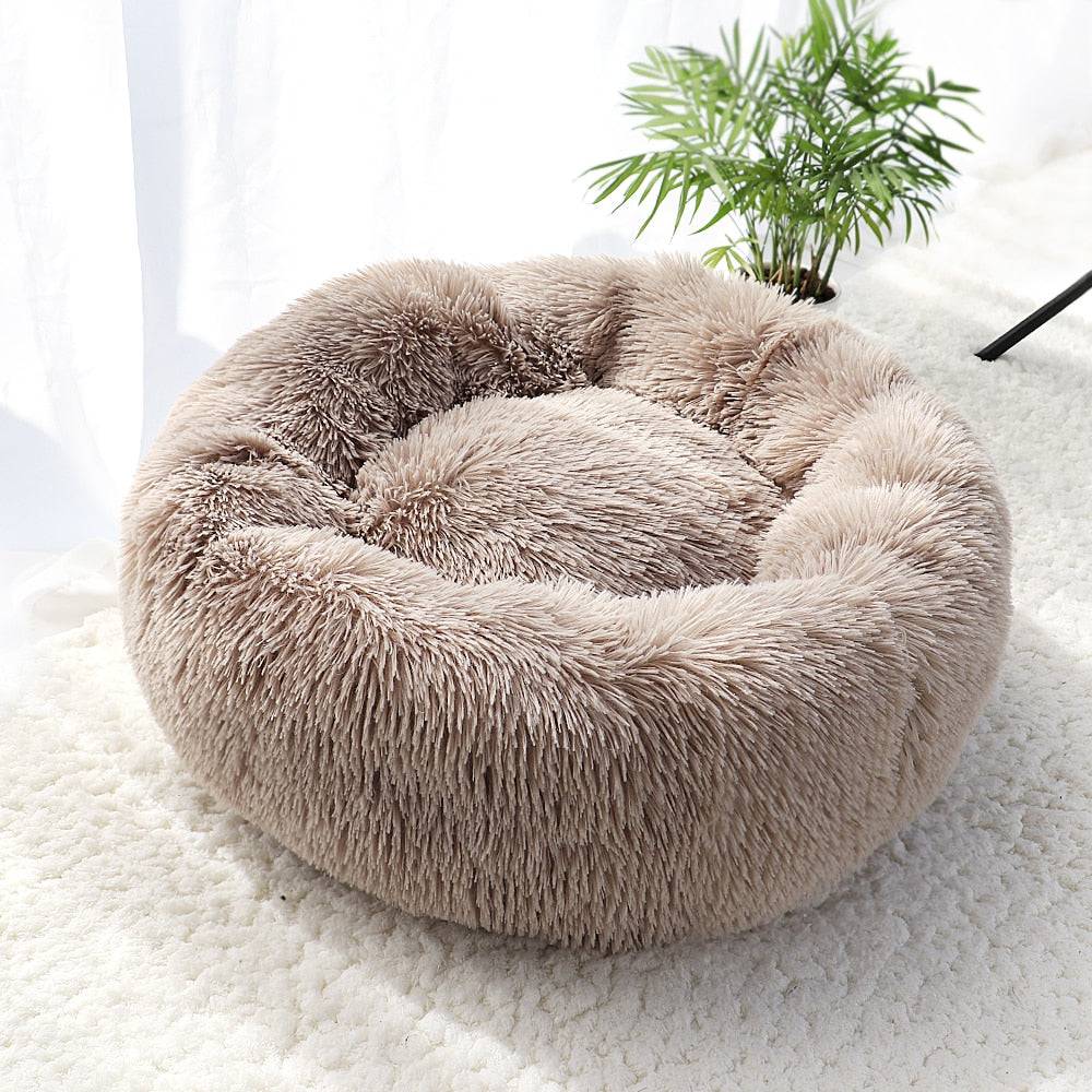 Pet Dog Bed Warm Fleece Round Dog Kennel House Long Plush Winter Pets Dog Beds For Medium Large Dogs Cats Soft Sofa Cushion Mats - Quid Mart