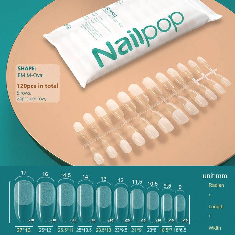 NAILPOP 120pcs False Nails Acrylic Press on Nails Coffin Artificial Nails Clear Fake Nail Tips for Extension Manicure Tool - Quid Mart