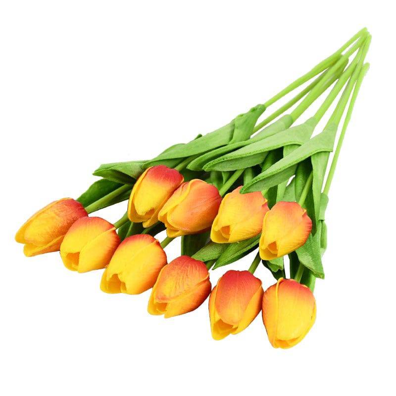 10 Real Touch Tulip Bouquets - PE Fake Flowers for Wedding, Home, and Garden Decor - Quid Mart