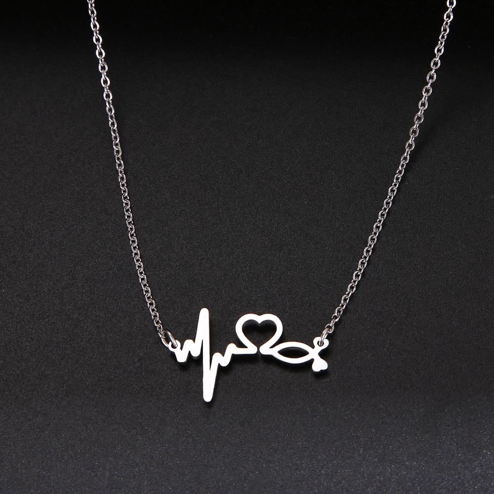 Stethoscope Heartbeat Best Necklace Women Love Heart Stainless Steel Necklaces &amp; Pendants Medical Nurse Doctor Lover Gifts - Quid Mart