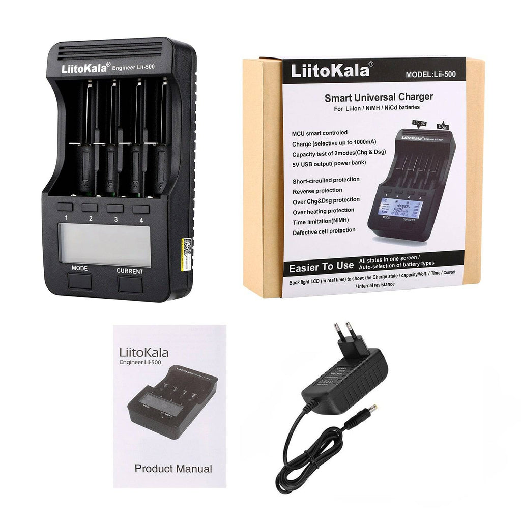 LiitoKala Lii-500 Lii-600 Lii-S8 Lii-PD4 Lii-PD2 LCD 3.7V/1.2V 18650/26650/16340/14500/18500 Battery Charger with screen - Quid Mart