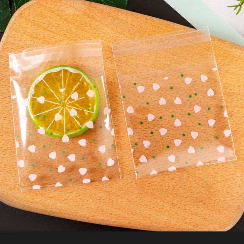 100PCS Cherry Blossoms Candy &Cookie Plastic Bags Self-Adhesive For DIY Biscuits Snack Baking Package Decor Kids Gift Supplies - Quid Mart