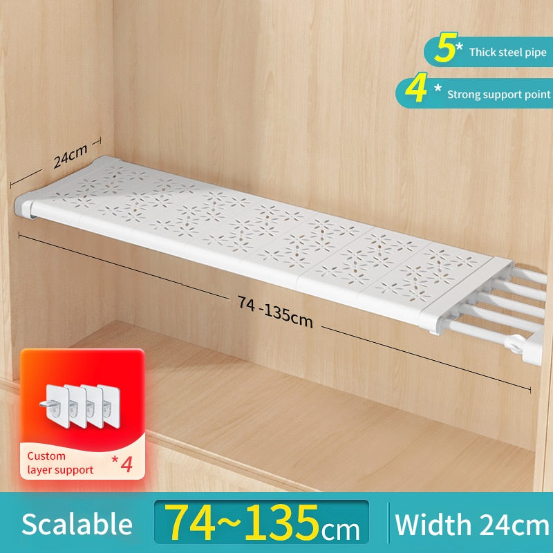 Joybos Cloths Shelves Closet Wardrobe Organizers Storage Shelves Racks Telescopic Shelves Wall Mounted Racks - Quid Mart