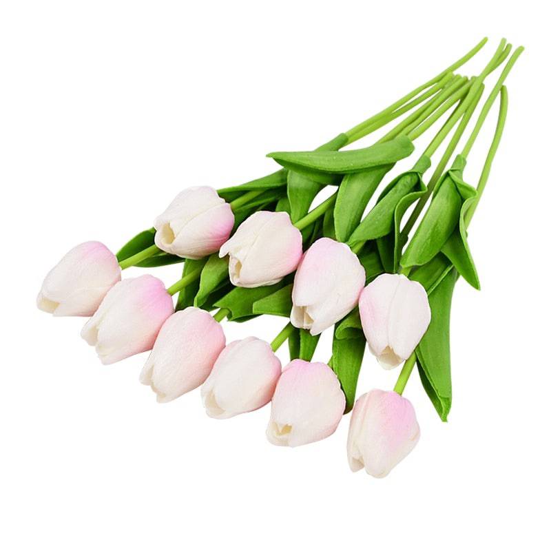 10 Real Touch Tulip Bouquets - PE Fake Flowers for Wedding, Home, and Garden Decor - Quid Mart