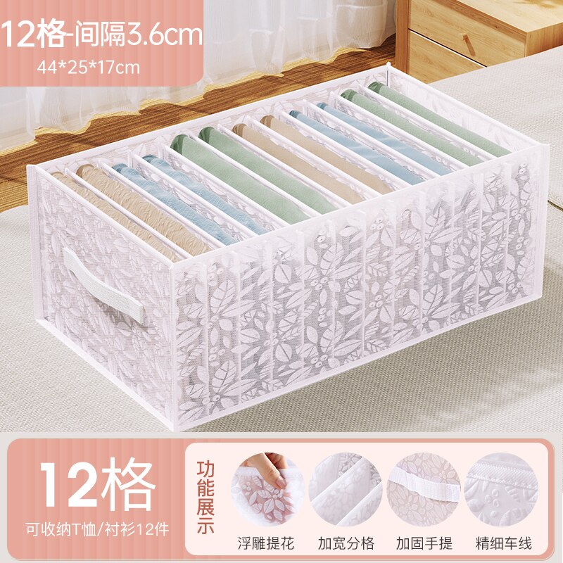 Sweater Clothes Storage Grid Boxes Student Dormitory Wardrobe Closet Drawer Organizer T-shirt Pants Clothing Separation Box - Quid Mart