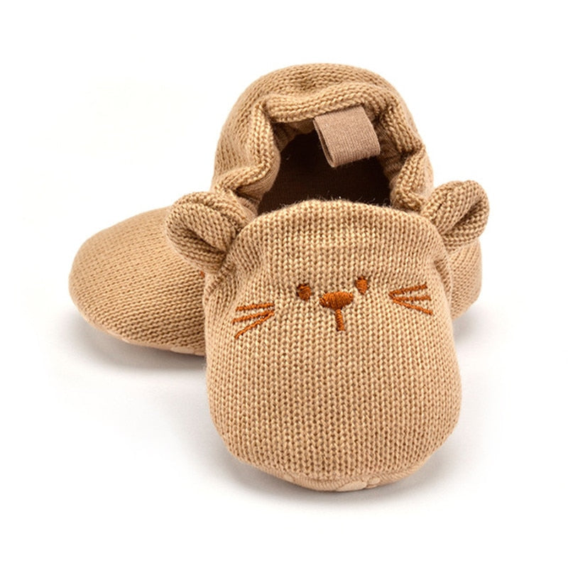 Cute Baby Knit Slippers: Adorable Cartoon Anti-slip Crib Shoes - Quid Mart