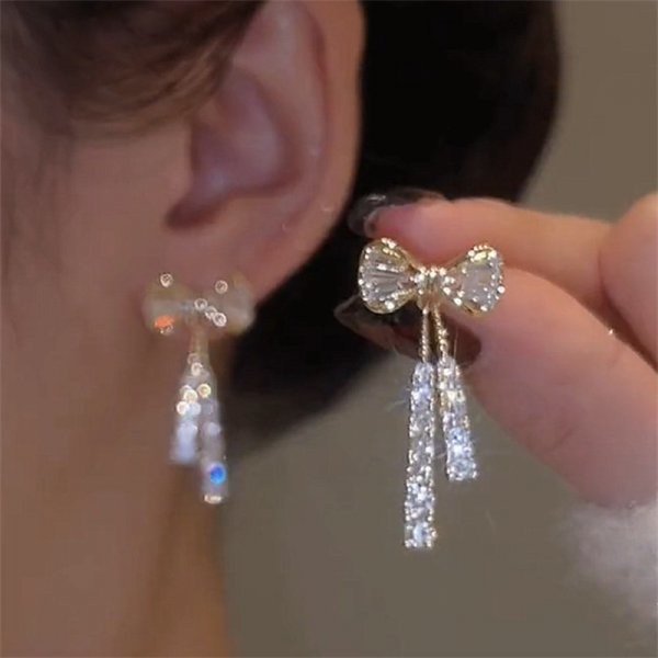 New Korea Sweet Cute Flower Crystal Temperament Geometric Shiny Zircon Earrings Statement Earrings for Women Girl Pendientes - Quid Mart