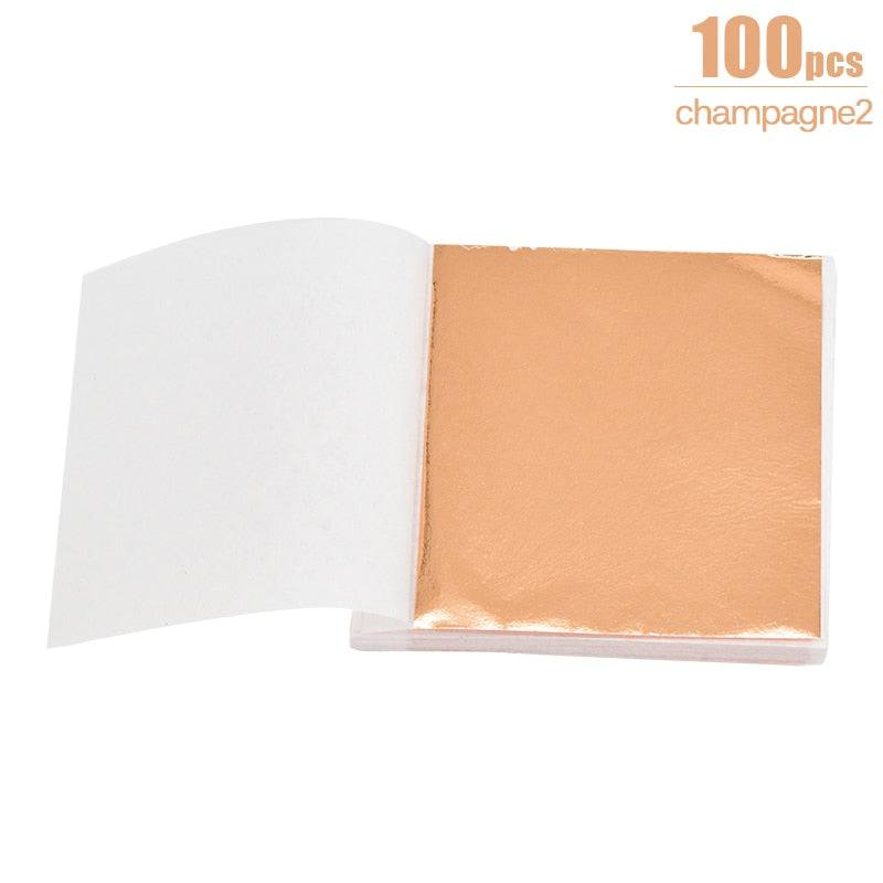 100/200 Sheets Imitation Gold Silver Foil Paper Leaf Gilding DIY Art Craft Paper Birthday Party Wedding Cake Dessert Decorations - Quid Mart