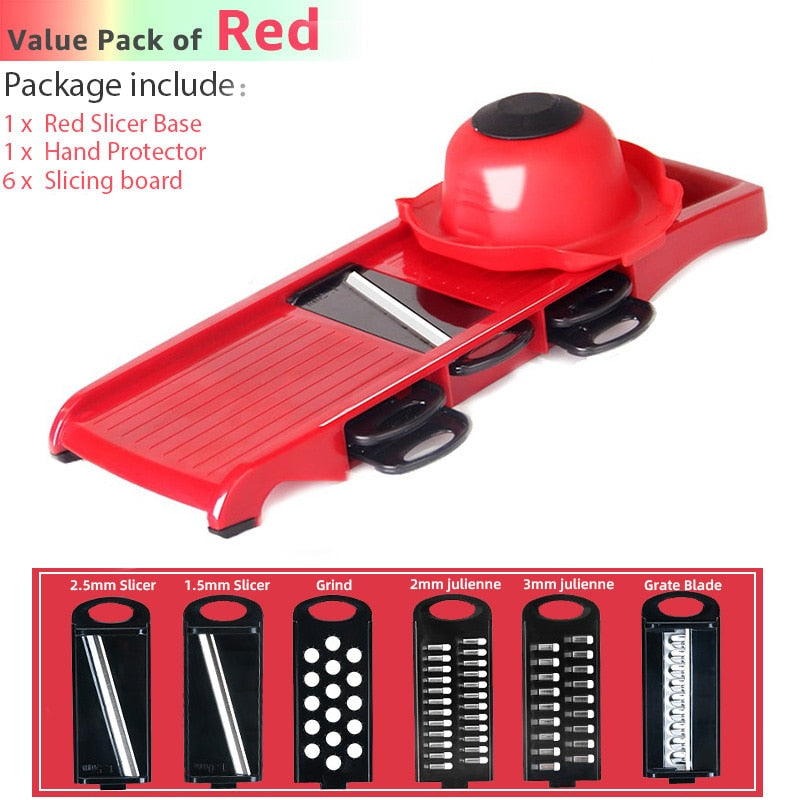 Vegetable Cutter Grater for Vegetables Slicers Shredders Multi Slicer Peeler Carrot Fruit 6 in 1 Gadgets Vegetable Cutting Tools - Quid Mart