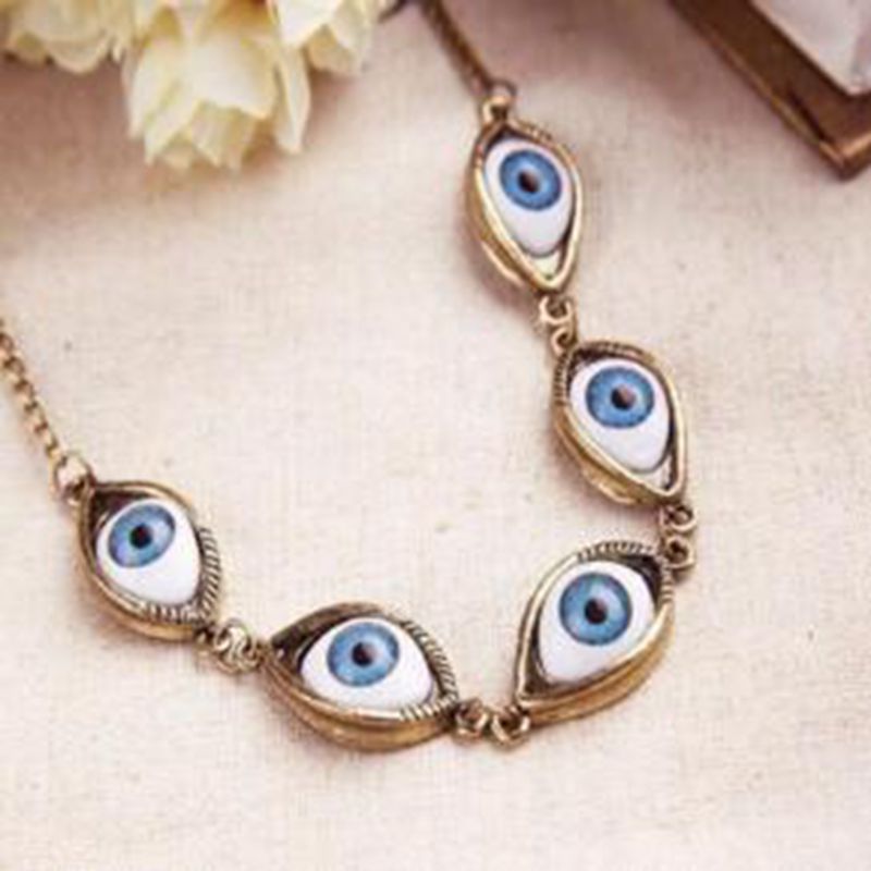 Gothic Kpop Turkish Punk Evil Eye Necklace Pendant For Women Eyeball Brambles Connect Multiple Dense Choker Hip Hop Jewelry Gift - Quid Mart