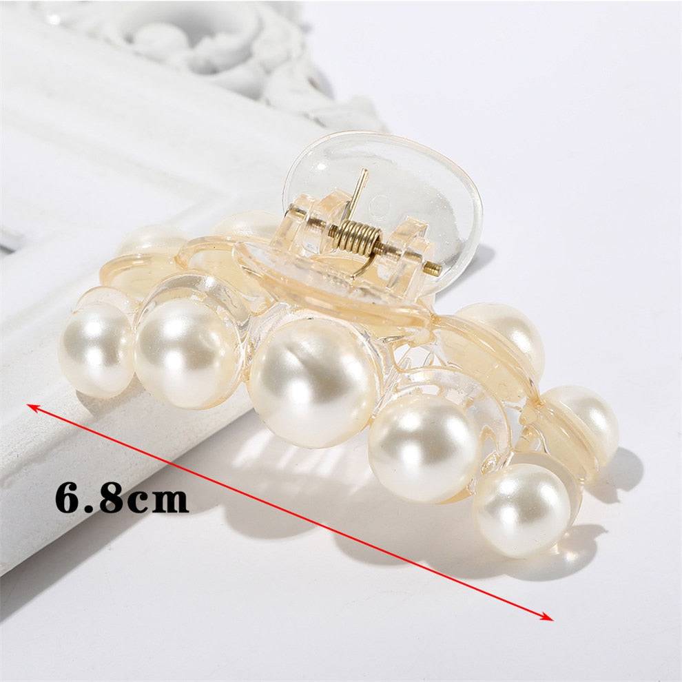 AWATYR Big Pearls Acrylic Hair Claw Clips - Makeup & Styling Barrettes for Women - Quid Mart