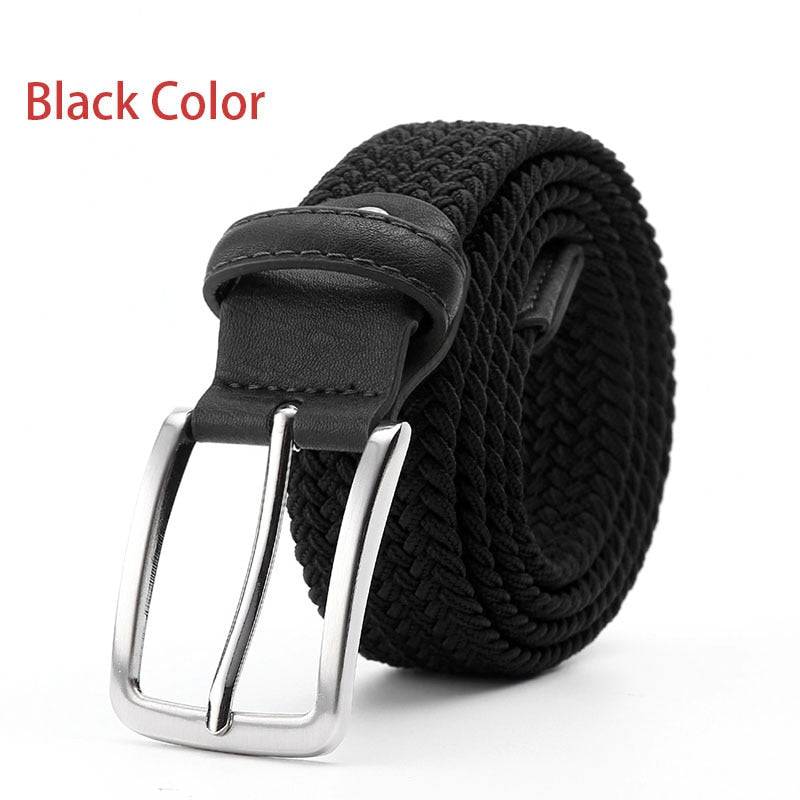 Belt Elastic For Men Leather Top Tip Male Military Tactical Strap Canvas Stretch Braided Waist Belts 1-3/8" Wide Wholesale - Quid Mart