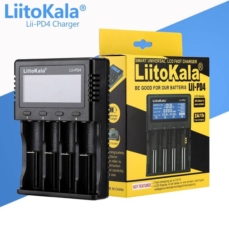 LiitoKala lii-S8 lii-S6 Lii-PD4 Lii-PD2 lii-S2 lii-S4 lii-402 lii-202 battery Charger 18650 26650 21700 lithium NiMH battery - Quid Mart