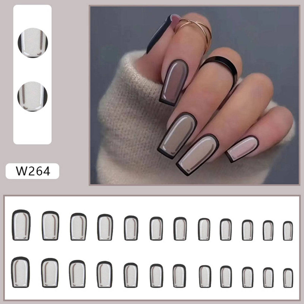 24pcs/box Full Cover Fake Nails y2k Press on False Nail Matte Pure Frosted Ballerina Art for Women Manicure Nails Makeup - Quid Mart